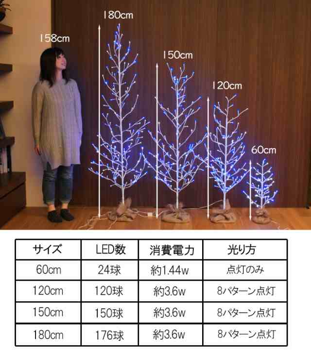 クリスマスツリー ブルーホワイト Xl 180cm Led イルミネーション Fgb 49の通販はau Pay マーケット あなたのほしいインテリア店