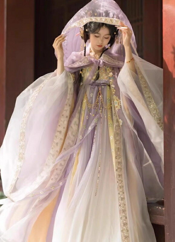 中華衣装 5点セット お姫様 華やか 漢服 中華コスプレ衣装 中国古代服装 皇后 貴妃 唐朝 宮廷 仮装 変装 繊細な刺繍 キラキラ フード付きマント 振袖羽織 神様 中華服 シフ 仙女_7