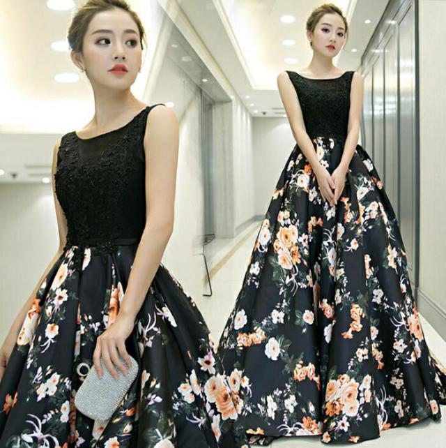 パーティードレス longdress ロングドレス 花柄 ワンピース パーティドレス 袖ありウェディングドレス ウエディング ドレス 二次会 花嫁 お呼ばれ ミモレ丈 エン ブライズメイド