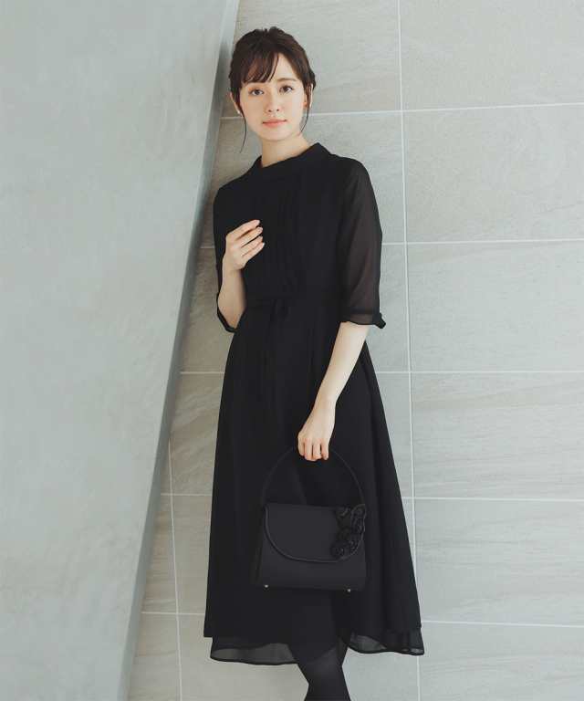 ブラックフォーマル レディース 喪服 礼服 ワンピーススーツ シフォン