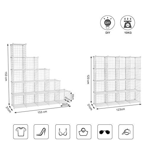 SONGMICS メタルラック ワイヤーボックス 組立簡単 DIY可能 16ラック 30×30×30cm 耐荷重：ラックあたり10kg 小物も置ける  収納棚 オープンラック ディスプレイラック ワードローブ おしゃれ LPI44Wの通販はau PAY マーケット - shopashito | au  PAY マーケット－通販サイト