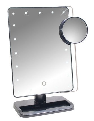 タッチパネルで明るさ調節可能! LED20個 + 10倍拡大鏡付スタンドミラー 【お姫様ミラー KTL800XT】の通販は
