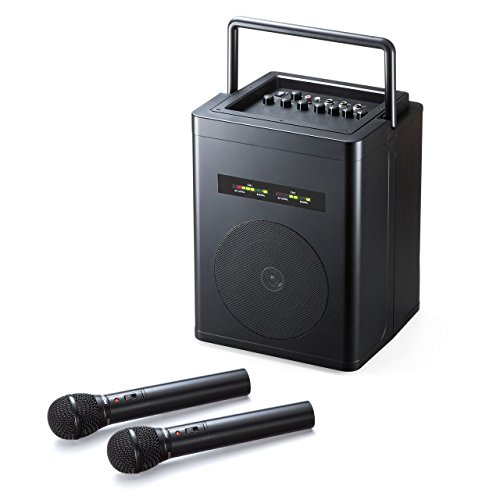 サンワダイレクト ワイヤレスマイク スピーカーセット 40W 電池/AC電源 ワイヤレスマイク2本＆収納バッグ付き 会議 イベント 対応 拡声器 400-SP066の通販は