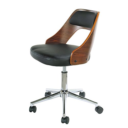 曲げ木 レザー オフィスチェア"Elite(エリート)" 天然木 ウォールナット 突き板& ファブリック 仕様 おしゃれ WTG-49-WNの通販は