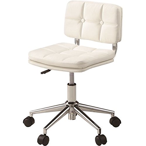 デスクチェア(椅子) 昇降機能付き スチール/ソフトレザー/合皮 RKC-301WH ホワイト(白)の通販は