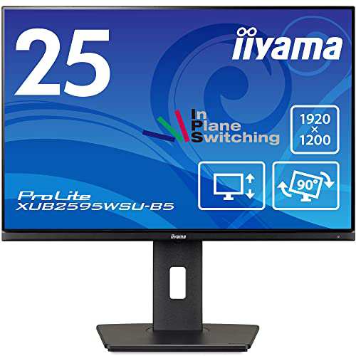 iiyama モニター ディスプレイ 25インチ 1920×1200(WUXGA) IPS 高さ調整 角度調整 縦回転 DisplayPort HDMI D-Sub USB2.0×2 CAD クリエ