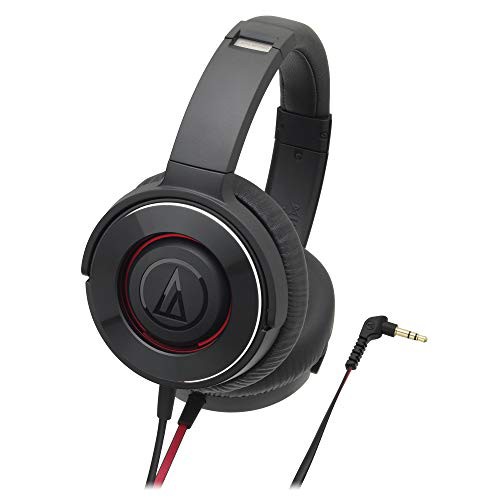 audio-technica SOLID BASS ポータブルヘッドホン 重低音 ブラックレッド ATH-WS550 BRD