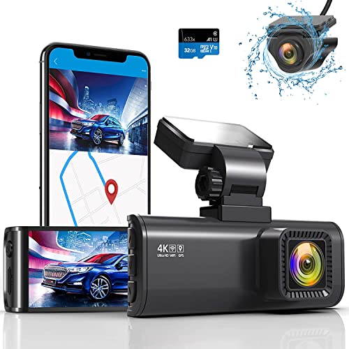 REDTIGER ドライブレコーダー 前後カメラ 4K UHD 800万画素 GPS WIFI搭載 IMX415センサー WDR搭載 3.16インチ小型 ドラレコ 駐車監視 ノイズ/LED信号機対策済 Gセンサー 衝撃感知 防水バックカメ