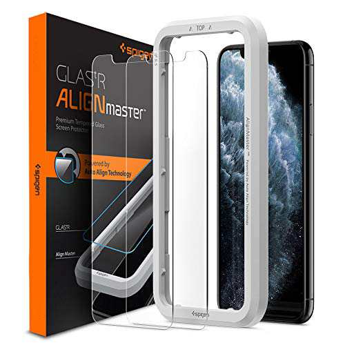 Spigen AlignMaster ガラスフィルム iPhone 11 Pro、iPhone XS、iPhone