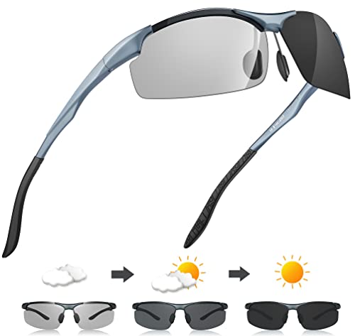 変色調光サングラス 偏光サングラス[超軽量/アルミニウム・マグネシウム合金材] 男女兼用 スポーツサングラス 紫外線感知 UV400 釣り ドライブアウトドア 登山 自転車 ゴルフ 運転 変色 調光グラスの通販は 5,300円
