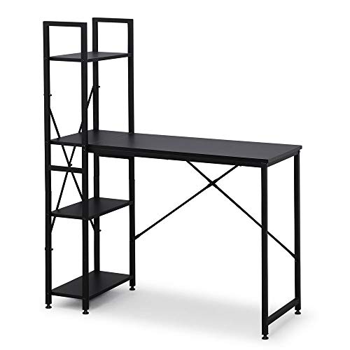 アイリスオーヤマ 机 デスク パソコンデスク PCデスク pcデスク ラック付き 勉強机 ワークデスク 1000×420 RDK1042 ブラック/ブラックの通販は