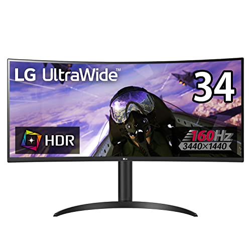 LG ゲーミング モニター UltraGear 34WP65C-B 34インチ/21:9 曲面 ウルトラワイド(3440×1440)/VA/160Hz/1ms MBR/HDR/FreeSync Premium/Hの通販は