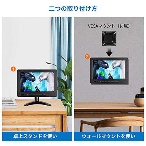 8インチ小型モニタ Eyoyo HDMIモニター ミニディスプレイ （1280 x 720） HD内蔵スピーカー HDMI VGA AVポート 監視カメラ用/DSLR/PC/DVD