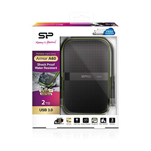 シリコンパワー ポータブルHDD 2TB 2.5インチ USB3.0対応 IPX4 防水 耐衝撃 PS4 動作確認済 3 SP020TBPHDA60S3Kの通販は