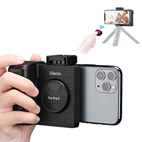 Ulanzi スマートフォンホルダー 最新型 スマホホルダー 三脚 Bluetoothリモコン付き 人間工学設計 スマホグリップ 化粧鏡付き 取付可能 旅行 写真 動画を撮る 1/4インチネジ 一脚 三脚 自撮り棒 iPhone Andrの通販は