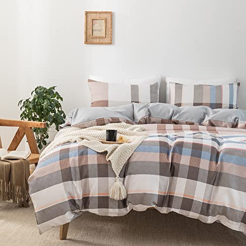 掛け布団カバー 綿混 布団カバー ダブル 190×210cm 掛ふとんカバー 掛けふとんカバー ふとんカバー 8ヶ所ヒモ付き 高密度生地 ピーチスキン加工 オールシーズン ブラウン ブルー 柄 洗い替え 速乾 防ダニ 肌に優しいの通販は 4,845円