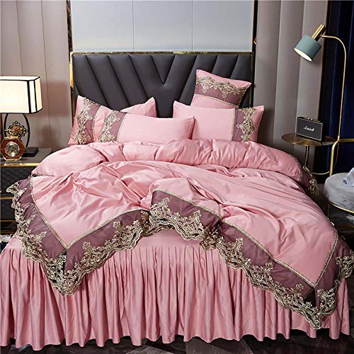 布団カバー 寝具ピンク カバーセット ベッドスカート(2x2.3m) 4点 セット ボックスシーツ レース 布団 カバー 北欧 シングル ベットカバー 布団カバー 2x2.3m 寝汗吸収 通気性 高級 寝具カバー 洗い 滑らか 柔らかい の通販は 8,415円