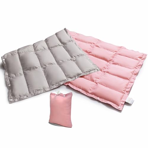 KOKOSUN ダウンブランケット ひざ掛け 防寒 超軽量 携帯便利 肩掛け ハーフケット 様々な着用方法 四季対応 (シルバーグレー + ピンク)の通販は 5,280円