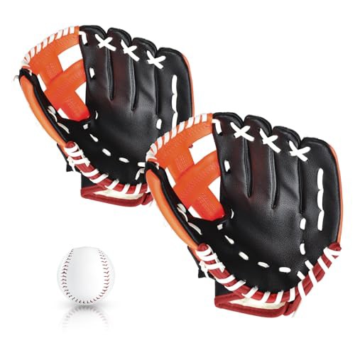 OTraki 野球グローブ 軟式 キャッチボールセット 子供 キッズ 野球 グローブ 10.5インチ 11.5インチ ボール付き 衝撃吸収パッド 初心者向け Baseball gloves ソフトボール 兼用 右投げ用 左手着用 練習用 の通販は