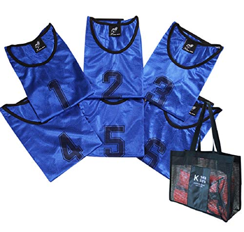 [K sera sera] ビブス 12枚 6枚 セット ゼッケン 番号 収納バッグ付き 5色展開 ゲームベスト サッカー バスケ フットサルの通販は 5,166円