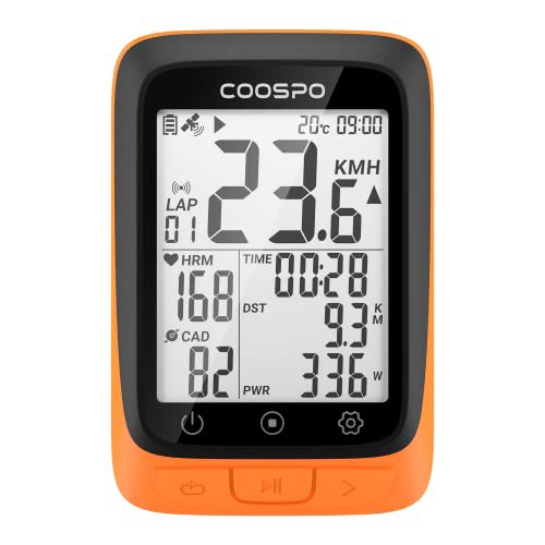 COOSPO サイクルコンピュータ GPS サイコン サイクリングコンピュータ 無線 ワイヤレス 自転車スピードメーター バッテリー内臓 Bluetooth5.0&ANT+対応 ケイデンススピードセンサー連続 IP67級防水 2.3インチの通販は