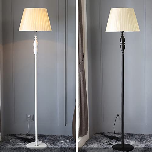 hofphd フロアスタンド LED対応 ファブリックシェード フロアランプ フロアライト 口金E26 布製 ホワイト/ブラック 1灯 書斎 寝室 居間用 間接照明 照明器具 (A+ホワイト)の通販は