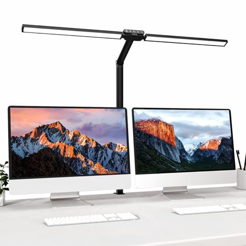 デスクライト led Bravzurg 24W 幅広 電気スタンド 卓上 クランプ式 テーブルライト ダブル光源・光センサー付・5色温度・5段階調光・高照度・回転可能 照明 勉強・読書・仕事に適しています日本語説明書の通販は