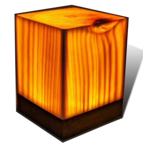 Wood Block Lamp ウッドランプ 木製ランプ LED 天然無垢 調光 木目 オシャレ スクエア 明るさ調整 リアル ウッド ワンタップ パインウッド 木炭 (2step Square)の通販は 6,090円