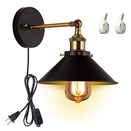 FSLiving ブラケットライト 角度調節可 穴開け不要 壁掛けフックにて固定 コンセント式 ON/OFFスイッチ付き レトロ 鳥かご形 おしゃれ E26口金の通販は 6,300円