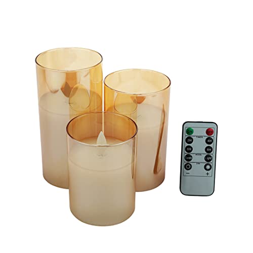 GOLWIS LED キャンドルライト 3個 グラス入り 蝋燭 火を使わない リモコン タイマー 間接照明 おしゃれ 北欧 寝室 テーブルランプ かわいい 韓国 デスクライト 目に優しい コードレス インテリアライト ろうそく 防災 母のの通販は 5,130円