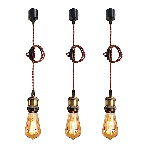 LVWIT ペンダントライト E26口金 LED電球付き エジソン電球 60W形相当 消費電力6W 電球ソケット 照明器具 配線ダクトレール用 天井照明 吊り下げ コードアジャスター付き 100cm調節可能 3灯セット 調光調色不可の通販は 5,984円