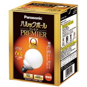 パナソニック 電球形蛍光灯 G形(ボール電球形状) 電球60Wタイプ 電球色 E26口金 パルックボール プレミアQ EFG15EL/10HSの通販は 4,550円