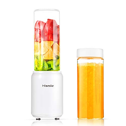 Hismile コンパクトミキサー スムージーミキサー 氷も砕ける ハイパワー ガラス製容器 チタンコートカッター レシピプレゼント 日本品質とサービ ホワイトの通販は