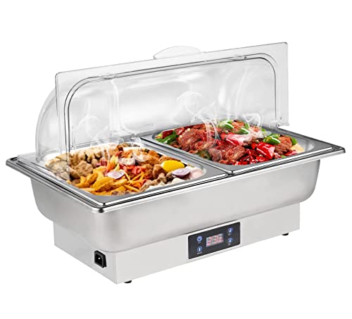 YJINGRUIビュッフェサーバー 業務用電気フードウォーマー 湯煎式 丸い形 9L ホットプレート フードウォーマー 電気加熱 Square thickened buffet stove 持ち運べるビュッフェストーブ 90°回転カバー付の通販は