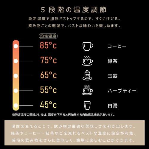 天通ライト電気ケトル 温度調節付 電気ポット 800ml 湯沸かし器 ステンレス 自然保温力 空焚き防止機能 沸いたら自動でオフ コーヒー用 コーヒードリップ スリムノズル 細口 ハンドドリップ tt-passo-k01の通販は