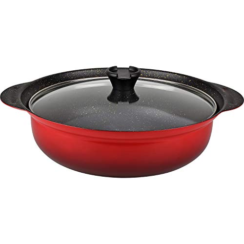 和平フレイズ 土鍋より軽くて丈夫 マーブルコート 卓上鍋 30cm 10号サイズ 5~6人用 IH・ガス対応 ガラス蓋付 紅丈膳 RB-1677の通販は 8,900円