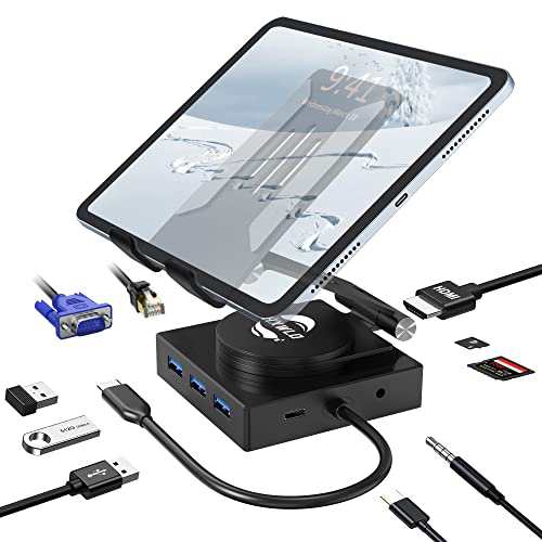 USB C ハブ アダプタ 10-in-1 ドッキングステーション USB ハブ Type-C 変換アダプタ スタンド一体型 放熱性 滑り止め アルミ合金製【 3