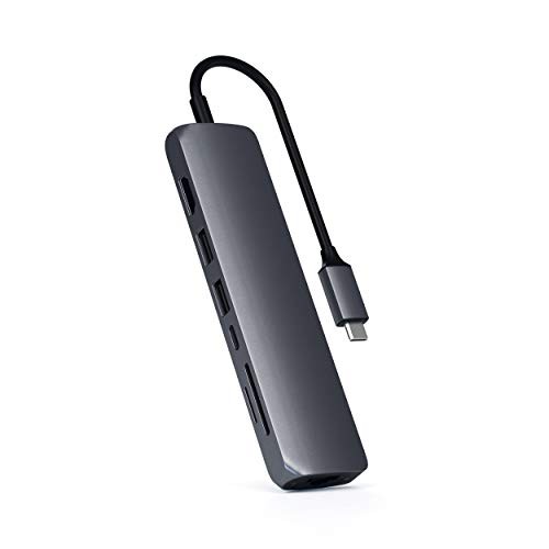 Satechi イーサネット付き スリム 7in1 USB-Cハブ (スペースグレイ) 4K HDMI(60Hz) USB-C PD(60W) 2xUSB-A SD/Microカードスロット (M