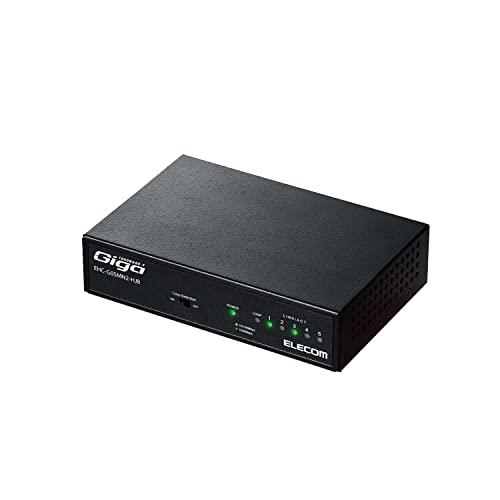 エレコム スイッチングハブ ギガビット 5ポート 金属筐体 マグネット付 電源内蔵 ブラック EHC-G05MN2-HJBの通販は