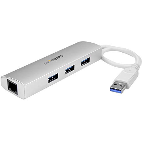 StarTech.com 3ポート ポータブル USB 3.0ハブ ギガビットイーサネット対応LANアダプタ内蔵 ST3300G3UA