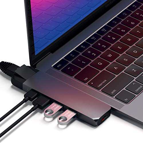 Satechi イーサネット Type-C Proハブ (スペースグレイ) 4K HDMI USB-C PD USB3.0ポート SDカードスロット (MacBookPro/ Air2018以降