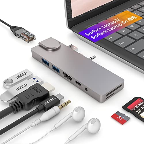 Surface Laptop 4｜Surface Laptop 3｜Surface Laptop Go USB ハブ 4K HDMI + 1000Mイーサネット + Type-C PD 60W 充電 + 2USB 3.0 + SD TFカの通販は