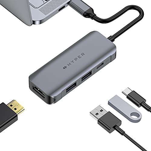 HyperDrive 4-in-1 ハブ USB-C 100W PD 急速充電 USB-A 拡張 4K HDMI出力 ポート Macbook Pro Air iPad Chromebook アルミ HP-HD41 スペ