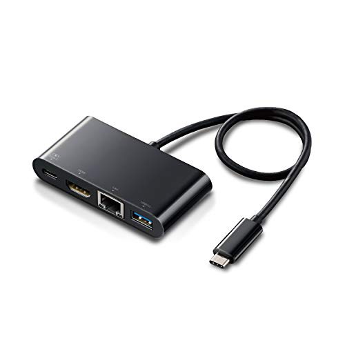 エレコム Type-C ドッキングステーション Cハブ PD対応 ［充電用Type-C×1/USB（3.0）×1/HDMI×1/LANポート］ 30cmケーブル ブラック DS