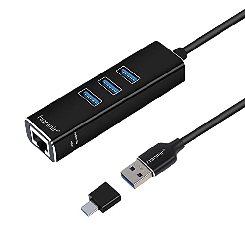 usb ハブ3.0 最新第三代 1000Mbps 5Gbps高速 Hanmir 有線LAN　USB To Type C変換アダプター　4ポートアダプター RJ45 変換アダプタUSB拡張 高速伝送 USB3.0ポート×3＋有線LAN×1 の通販は 5,100円