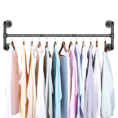 UNHO ハンガーパイプ 壁付け ハンガーラック アイアン ハンガーバー 幅109? 耐荷重50? ウォールハンガー おしゃれ アンティーク調 無骨 DIY ディスプレイハンガー 黒の通販は 5,400円