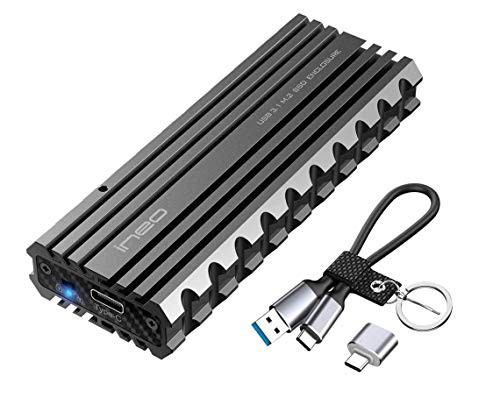 ineo M.2 NVMe PCIe SSD外付ハードドライブケース 頑丈なアルミニウムとカーボンファイバー製 アルミニウム合金フィン+放熱メタルシート+サーマルシリコンパッド+両面銅箔のPCB基板などの四重放熱デザイン 書き込み保護機能の通販は