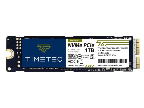 Timetec タイムテック 1TB(1000GB) 内蔵型SSD NVMe PCIe Gen3x4 3D NAND TLC 3年 と互換性があります Apple 製品