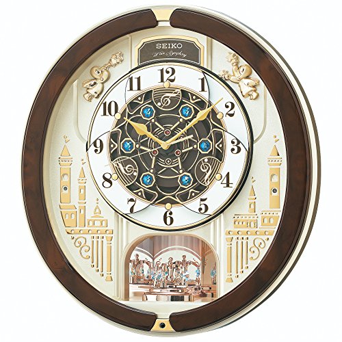 セイコークロック 掛け時計 からくり時計 電波 アナログ からくり トリプルセレクション メロディ 回転飾り 薄金色 パール RE579Bの通販は