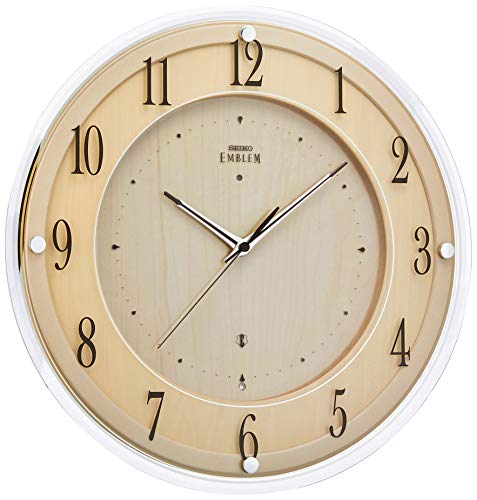 セイコークロック 掛時計 薄茶木地 直径360x48mm 電波 アナログ SEIKO EMBLEM HS558Bの通販は